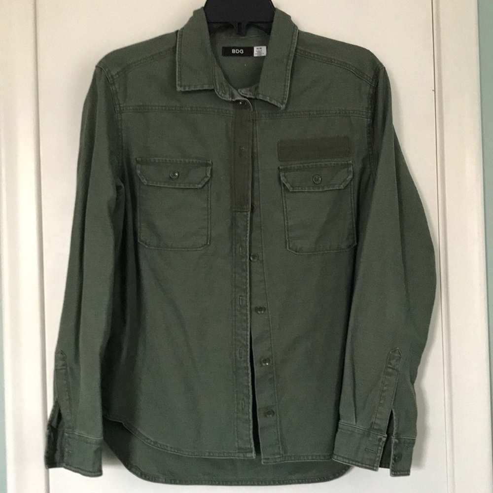 BDG army green button-down